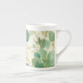 ユーカリ葉スグリーンアンド金ゴールドデザイン ボーンチャイナマグカップ (右)