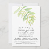 ユーカリ葉スグリーンウォーター結婚式招待状 招待状 (正面)