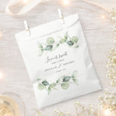 ユーカリ葉スグリーンリー結婚スクリプト フェイバーバッグ (クリップ留めされた状態)