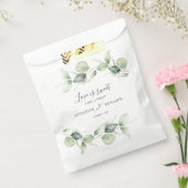 ユーカリ葉スグリーンリー結婚スクリプト フェイバーバッグ (封をした状態)