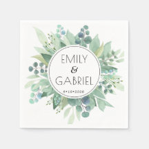 ユーカリ葉スグリー結婚ズ紙ナプキン