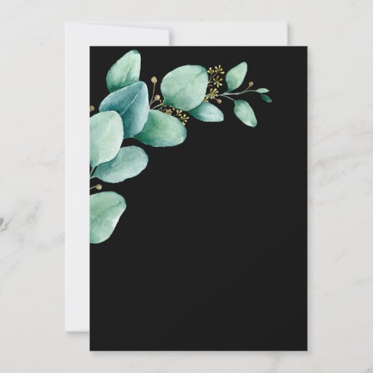 ユーカリ葉スブラックウェディング日付を保存 セーブザデート (裏面)