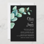 ユーカリ葉スブラック結婚式招待状 招待状 (正面)