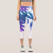ユーカリ葉スブルー紫ハイウェイストキャプリス カプリレギンス (正面)