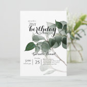 ユーカリ葉スボタモダンニカルバースデーパーティー 招待状 (スタンド正面)