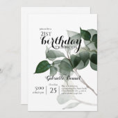 ユーカリ葉スボタモダンニカルバースデーパーティー 招待状 (正面/裏面)