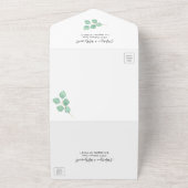 ユーカリ葉ス幾何の水結婚色の オールインワン招待状 (外側)