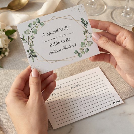 ユーカリ葉ス幾何ブライダルシャワーレシピ ポストカード
