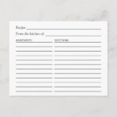 ユーカリ葉ス幾何ブライダルシャワーレシピ ポストカード (裏面)