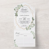 ユーカリ葉ス幾何レシピブライダルシャワー オールインワン招待状 (内側)