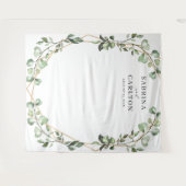 ユーカリ葉ス幾何結婚写真背景 タペストリー (正面(横))