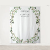 ユーカリ葉ス幾何結婚写真背景 タペストリー (正面)