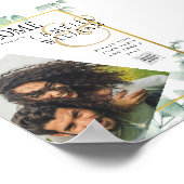 ユーカリ葉ス結婚の緑の金ゴールドQRコード ポスター (角)