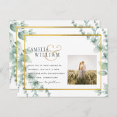 ユーカリ葉ス結婚の緑の金ゴールドQRコード ポストカード (正面/裏面)