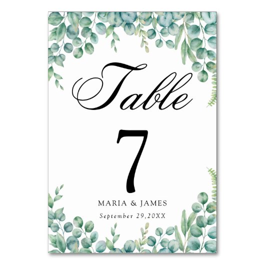 ユーカリ葉ス結婚の テーブルナンバー (正面)