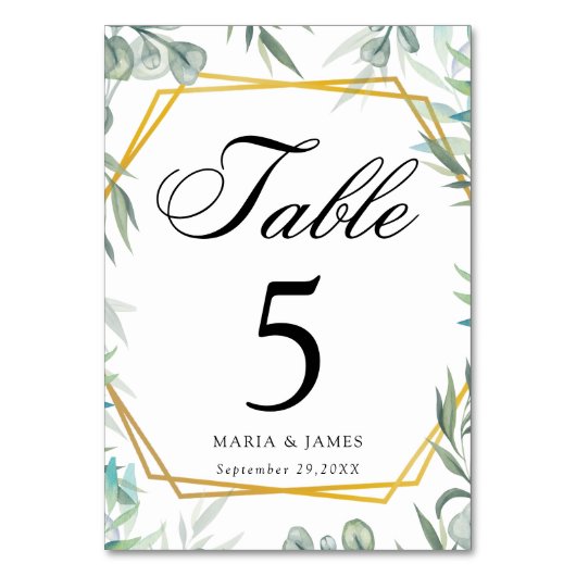 ユーカリ葉ス結婚の テーブルナンバー (正面)