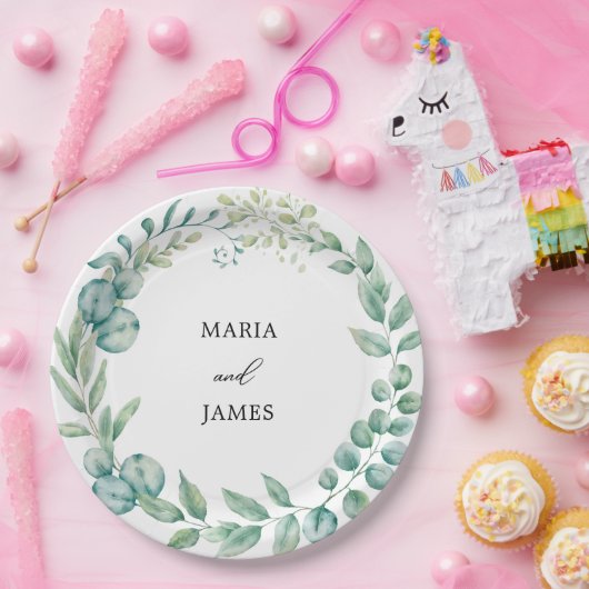 ユーカリ葉ス結婚の ペーパープレート (パーティー)