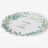 ユーカリ葉ス結婚の ペーパープレート (アングル)