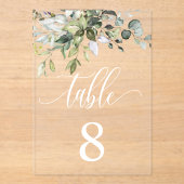 ユーカリ葉ス結婚イベントシーティングテーブルカード アクリル招待状 (正面)