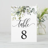 ユーカリ葉ス結婚イベントシーティングテーブルカード 招待状 (スタンド正面)