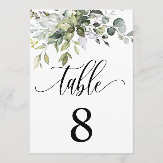 ユーカリ葉ス結婚イベントシーティングテーブルカード 招待状 (正面)