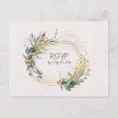 ユーカリ葉ス金ゴールドアクセントとフレーム ポストカード (正面)