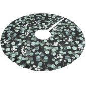 ユーカリ葉ス：白い花模様 ブラッシュドポリエステルツリースカート (アングル)