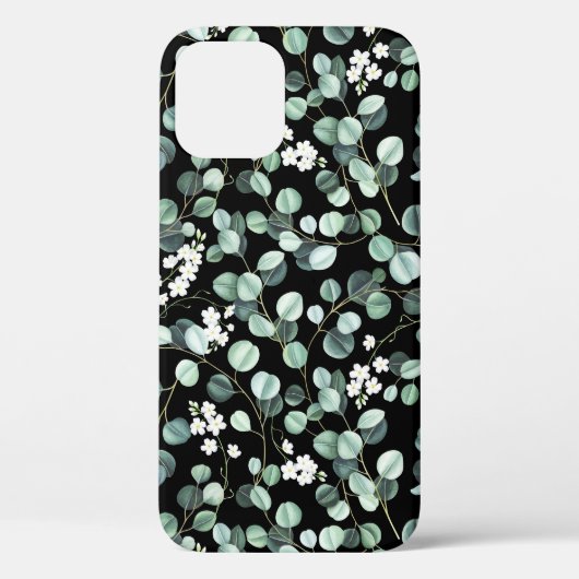 ユーカリ葉ス:白い花模様 Case-Mate iPhoneケース (裏面)