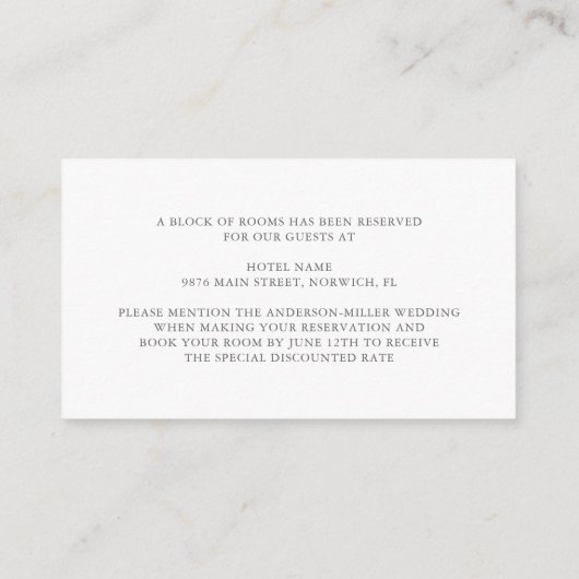 ユーカリ葉ズグリーン結婚ズアコモデーションズ エンクロージャーカード (裏面)