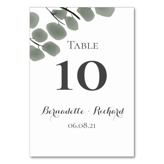 ユーカリ葉テーマ テーブルナンバー (正面)