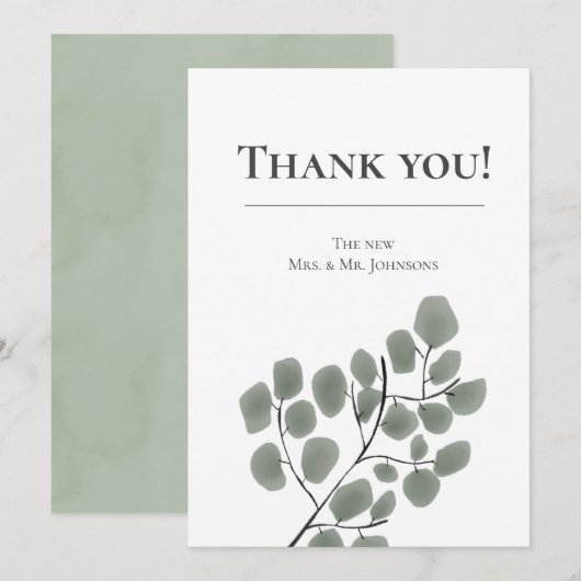 ユーカリ葉テーマ 招待状 (正面/裏面)