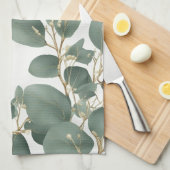 ユーカリ葉パターン キッチンタオル (四つ折り)