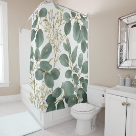 ユーカリ葉パターン シャワーカーテン