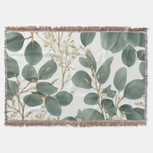 ユーカリ葉パターン スローブランケット (正面)