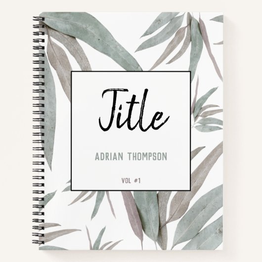 ユーカリ葉パターン ノートブック (正面)