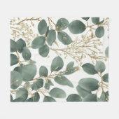 ユーカリ葉パターン フリースブランケット (正面(横))