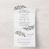 ユーカリ葉パープルラベンダー結婚花 オールインワン招待状 (内側)