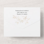 ユーカリ葉パープルラベンダー結婚花 オールインワン招待状 (裏面)