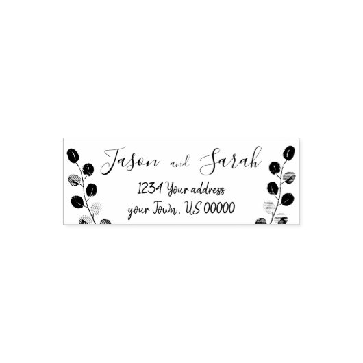 ユーカリ葉プの新郎新婦 セルフインキングスタンプ (デザイン)