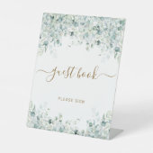 ユーカリ葉プタス&金ゴールドシャワーゲストブックサイン 台座サイン (正面)