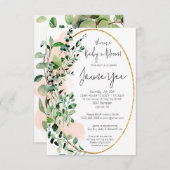 ユーカリ葉ベビーイン開花ベビーシャワー 招待状 (正面/裏面)