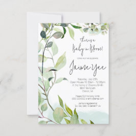 ユーカリ葉ベビーイン開花ベビーシャワー 招待状