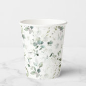 ユーカリ葉ベビー又はブライダルシャワー紙カップ 紙コップ (裏面)