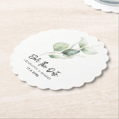 ユーカリ葉ミニマリスト日付を保存 ペーパーコースター (アングル)