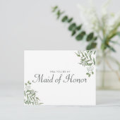 ユーカリ葉メイド・オブ・オーナー(花嫁付き添い人)案 インビテーションポストカード (スタンド正面)