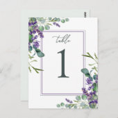 ユーカリ葉ラベンダー花テーブル番号 ポストカード (正面/裏面)