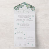 ユーカリ葉リースの結婚全てが一つ一つ オールインワン招待状 (内側)