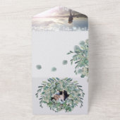 ユーカリ葉リースの結婚全てが一つ一つ オールインワン招待状 (外側)