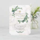 ユーカリ葉リースクロスマーブルバプテスマ 招待状 (スタンド正面)