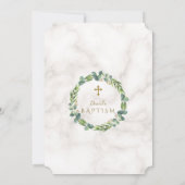 ユーカリ葉リースクロスマーブルバプテスマ 招待状 (裏面)